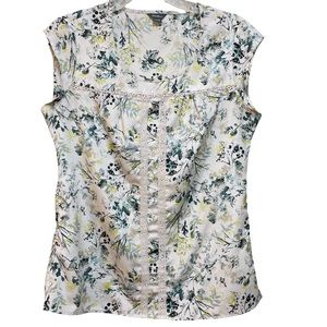 Eddie Bauer Floral Blouse with Lace Detail